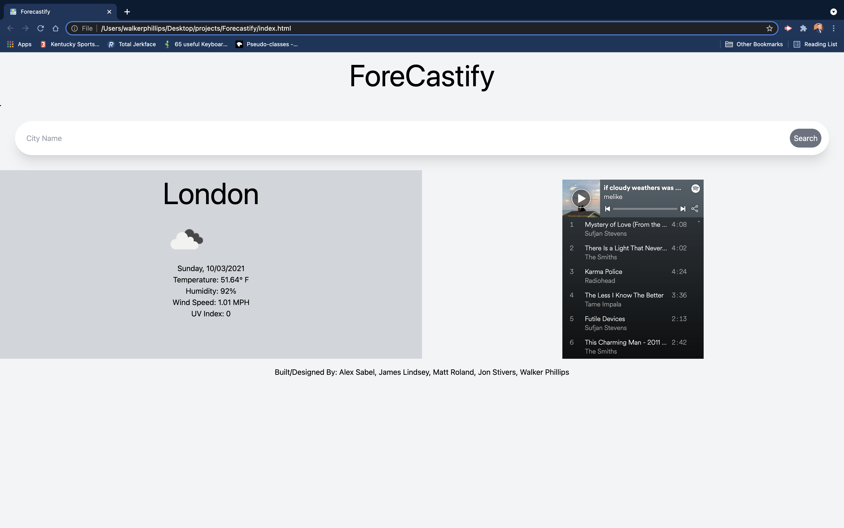 Forecastify's splash page