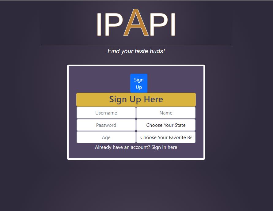 IPAPI's splash page